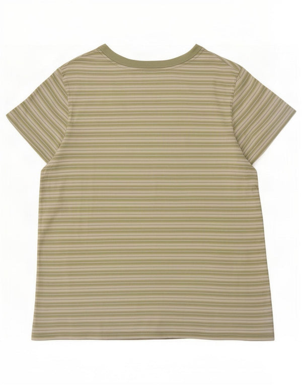 Levi's Dame T-Shirt Top UK 16 Stor Grøn Stribet Bomuld