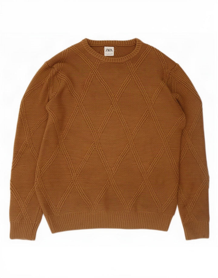 Zara Herre Boat Neck Jumper Sweater Stor Brun