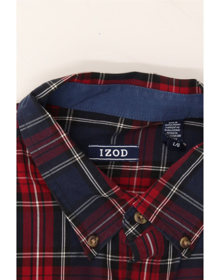 IZOD Mens Shirt Large Red Check Cotton Vintage Izod and Second-Hand Izod from Messina Hembry 