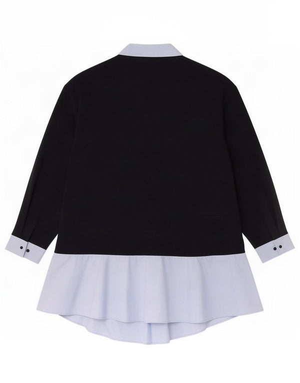 Zara Dame Pullover Shirt Dress UK 16 Large Navy Blue Colourblock