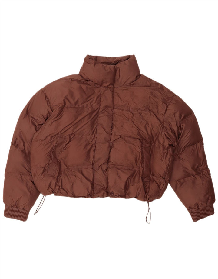 ZARA Kvinders Oversized Crop Polstret Jakke UK 14 Medium Brun Polyester