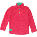 JOULES Girls Button Neck Fleece Jumper 9-10 Years Pink Polyester Vintage Joules and Second-Hand Joules from Messina Hembry 