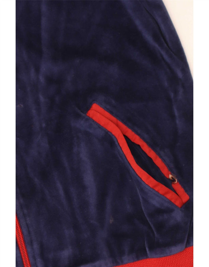 Vintage træningsdragt topjakke til kvinder UK 14 Medium Navy Blue Colourblock