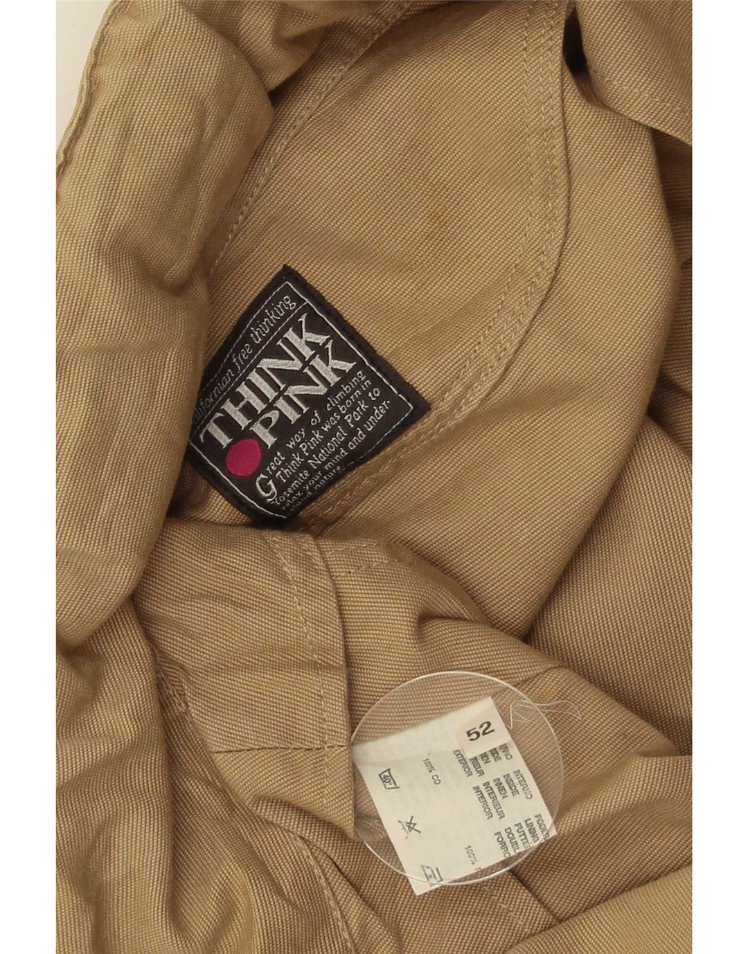 Tænk Pink Herre Hooded Utility Jacket IT 52 XL Beige Bomuld