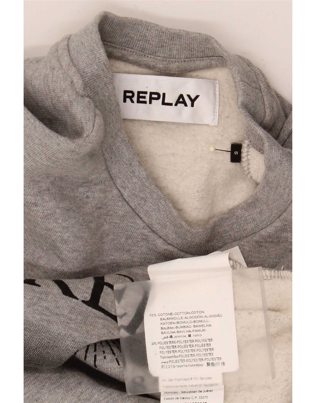 Replay Dame Grafisk Oversized Sweatshirt Jumper UK 10 Lille Grå Bomuld