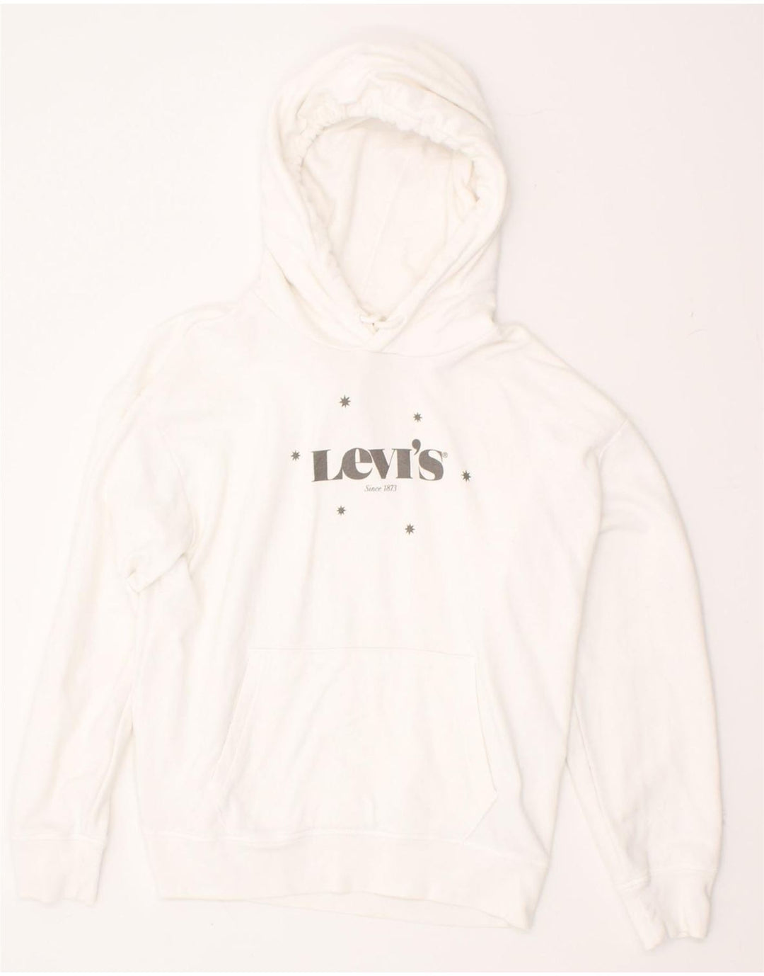 LEVI'S Mens Graphic Hoodie Jumper Medium White Cotton Vintage Levi's and Second-Hand Levi's from Messina Hembry 