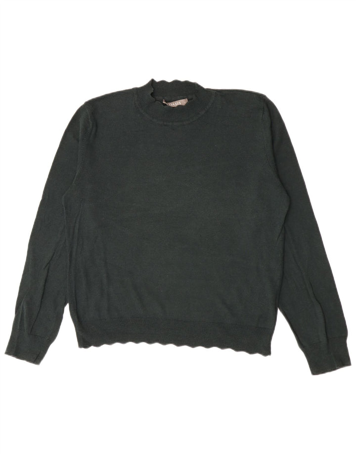 Oasis Dame Turtle Neck Sweater UK 16 Stor grøn bomuld