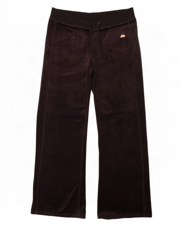 Ellesse Womens Velvet Tracksuit Trousers UK 12 Medium Black Cotton