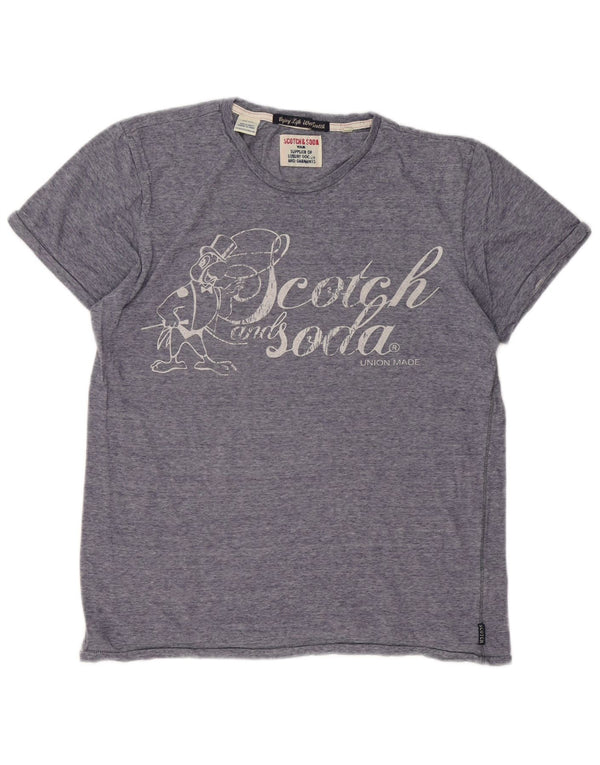 Scotch & Soda Grafisk T-shirt til kvinder, medium marineblå nålestribet bomuld