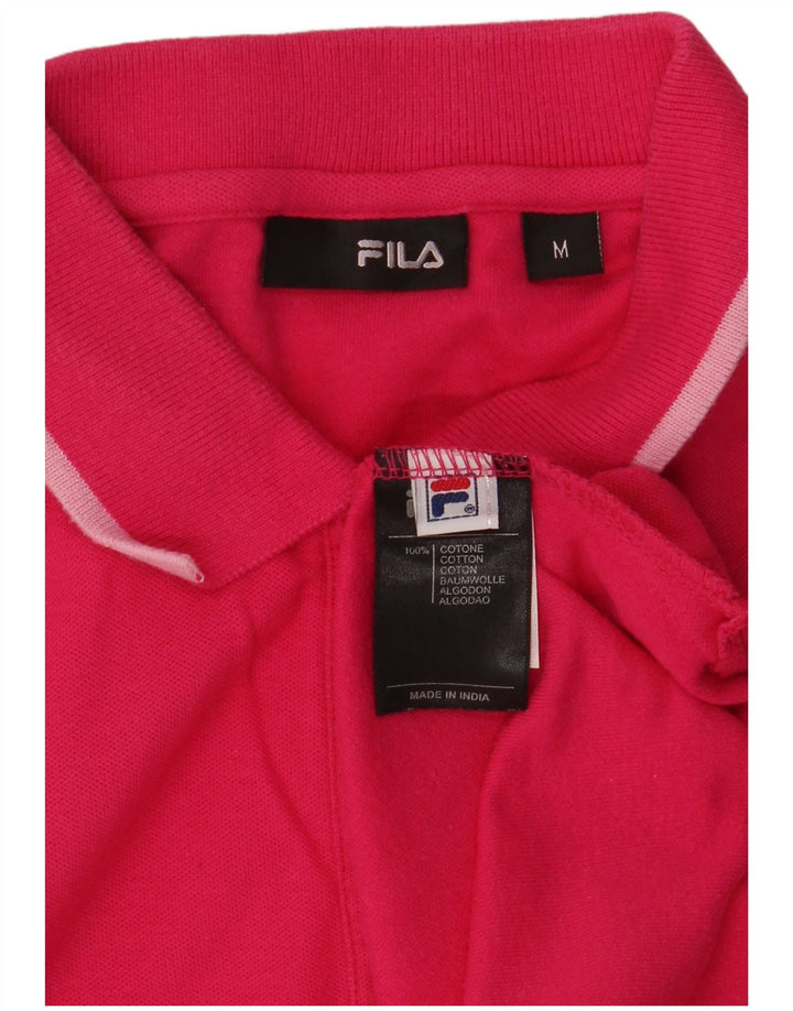 Fila Dame Polo Shirt UK 12 Medium Pink Bomuld