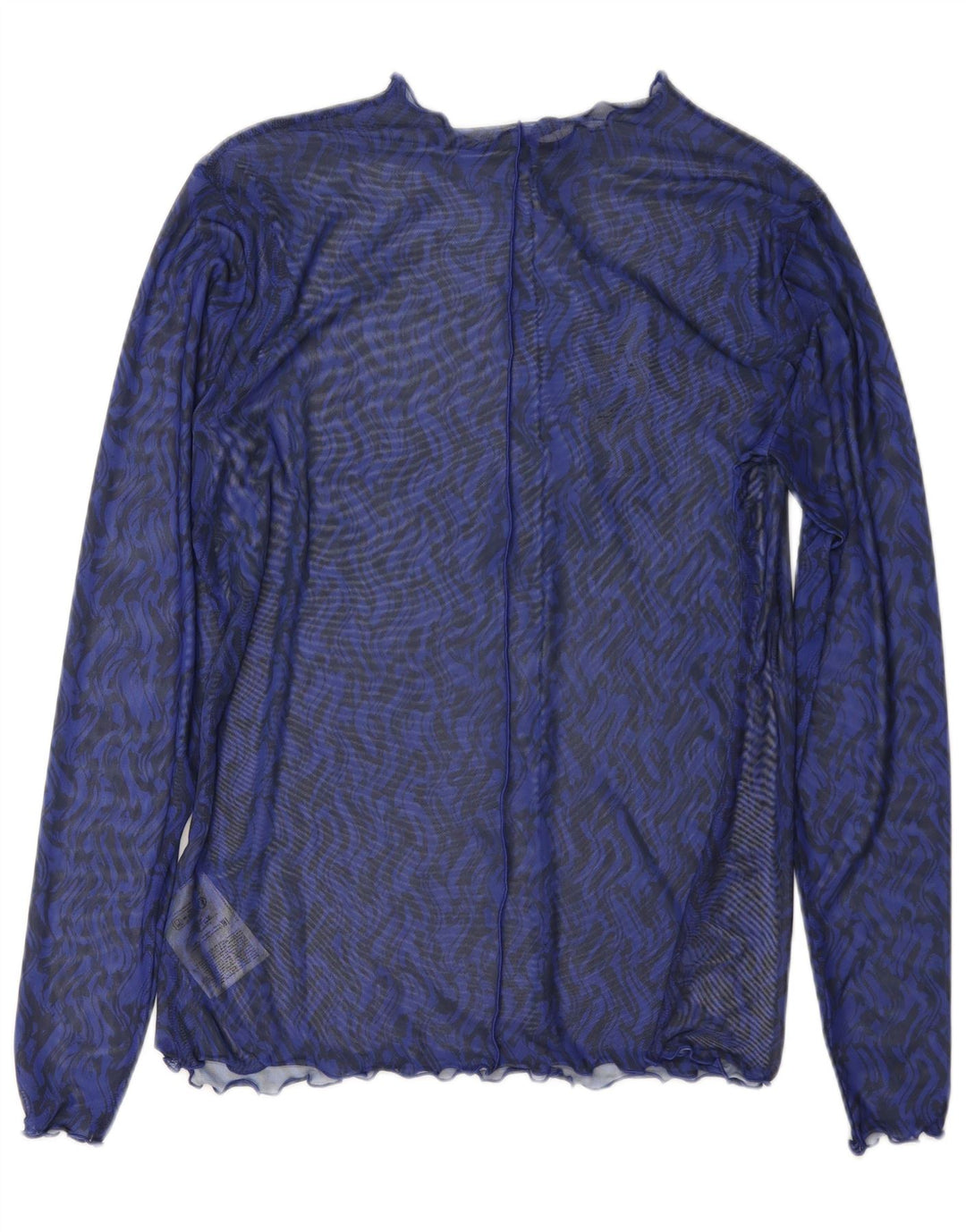 Part Two Dame Langærmet Se Through Top UK 18 XL Blå Chevron Polyester