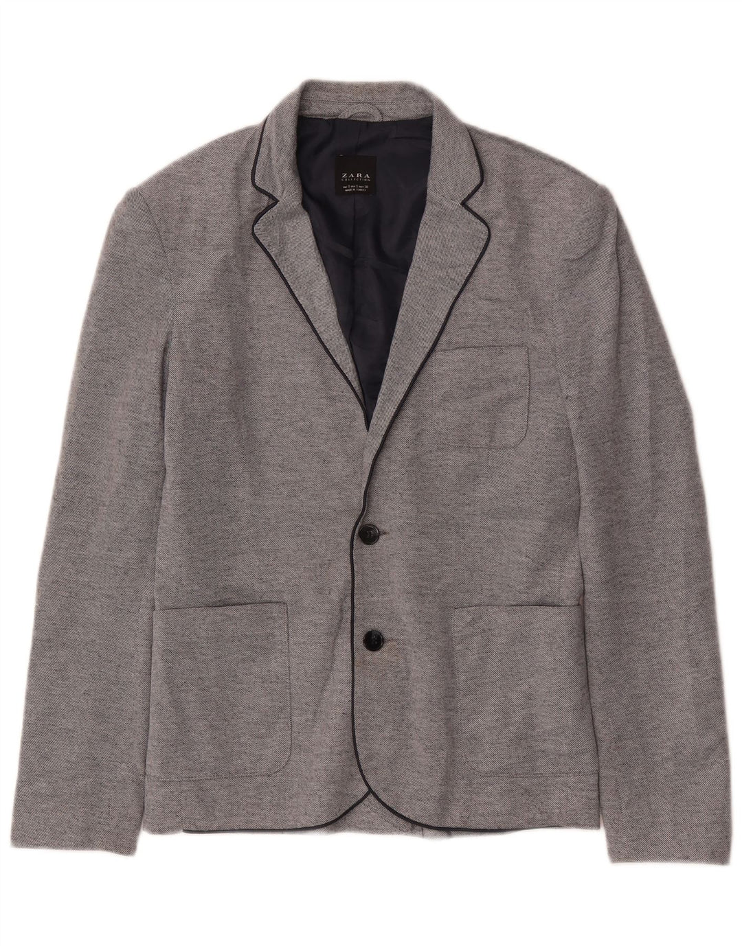Zara Herre 2-knaps blazerjakke UK 36 Lille grå polyester