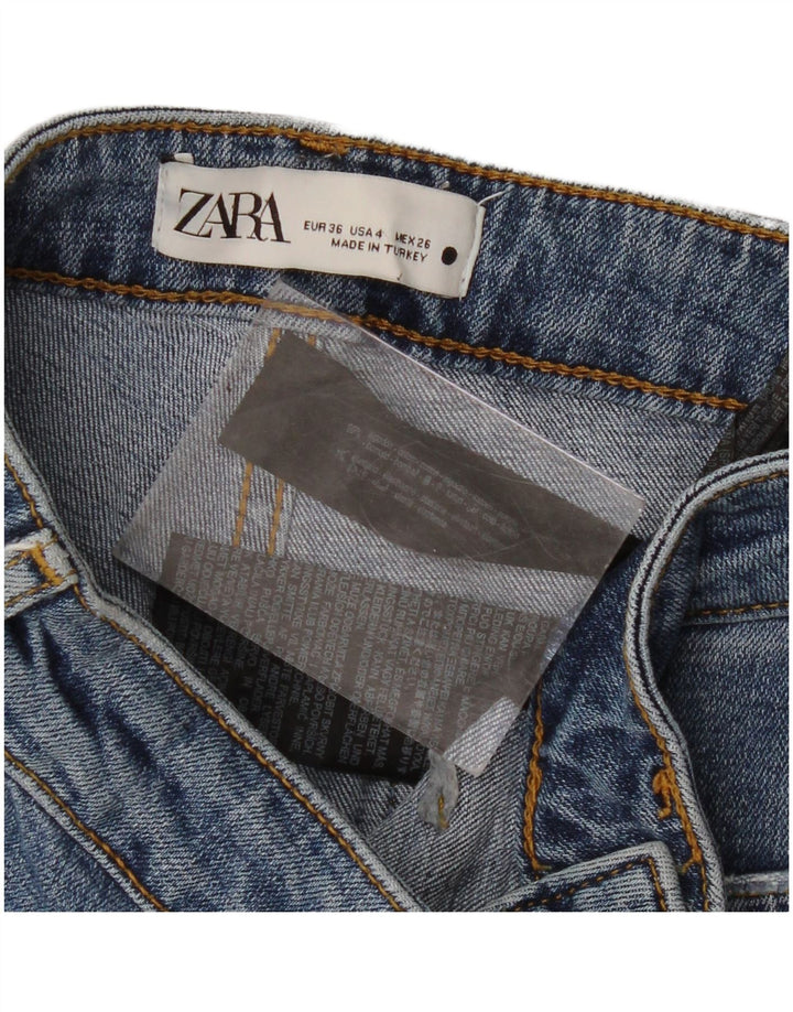 Zara Dame Straight Jeans EU 36 XS W26 L26 Blå Bomuld