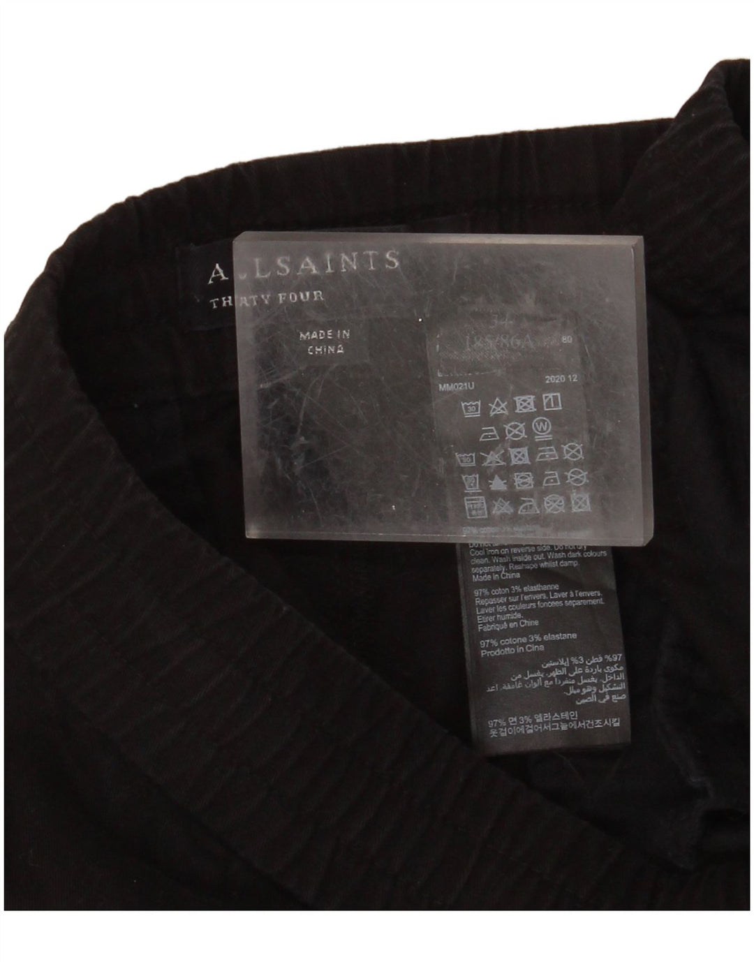 ALL SAINTS Slim Chino-bukser til mænd Stor sort bomuld