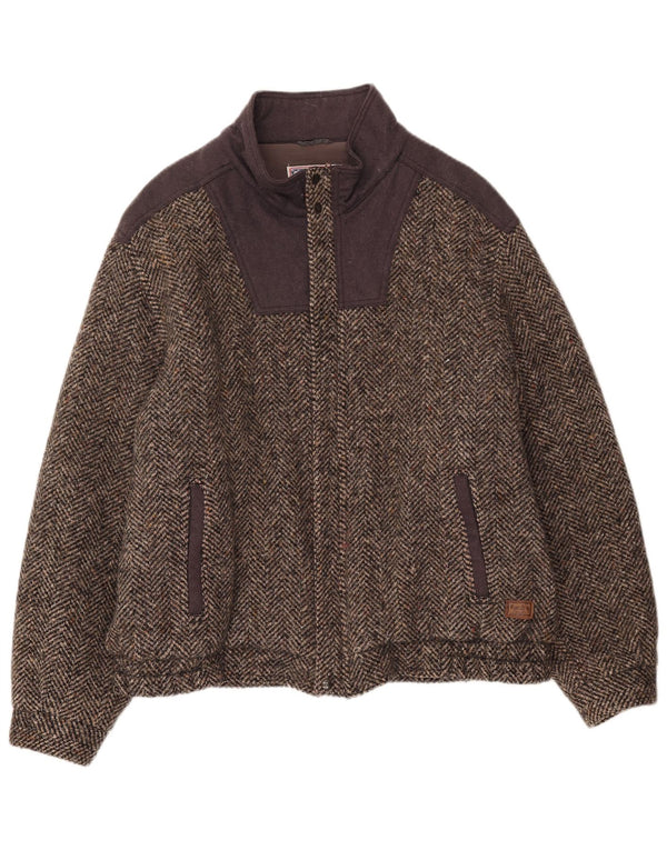 Faciba Bomberjakke til mænd IT 56 3XL Brun Colourblock Uld