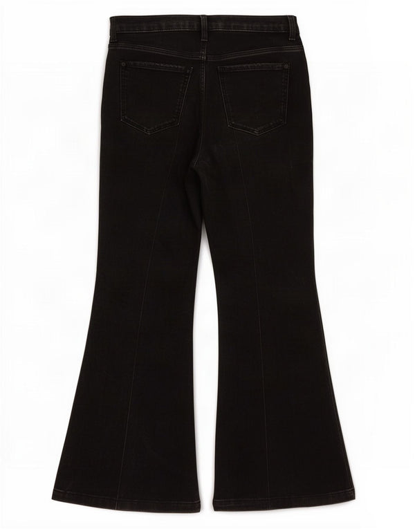 Marks & Spencer Kvinder Højtaljede Flared Jeans UK 10 Small W28 L28 Sort