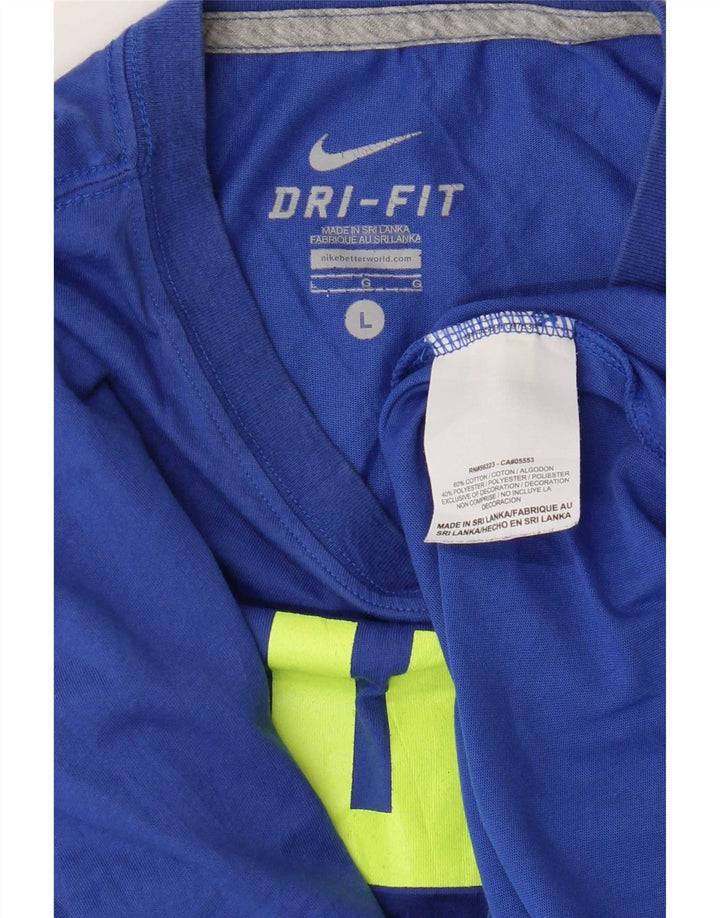 Nike Herre Dri Fit Grafisk T-shirt Top Stor Blå Bomuld