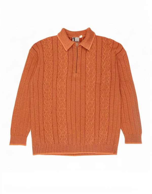 Vintage herre polo hals sweater XL orange bomuld