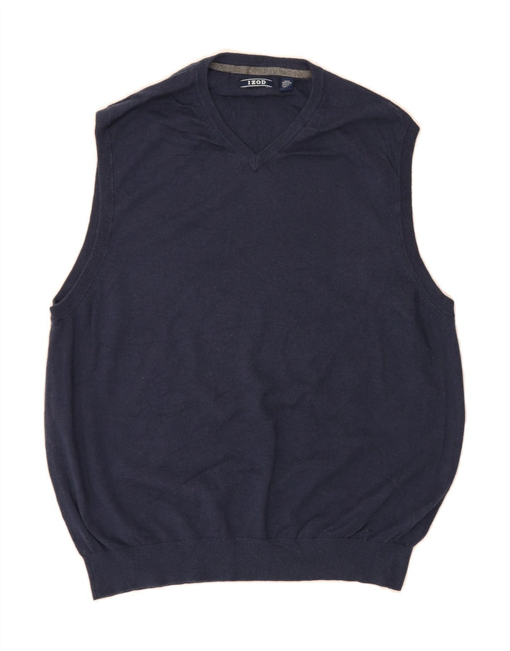IZOD Mens Vest Tank Top Large Navy Blue Cotton Vintage Izod and Second-Hand Izod from Messina Hembry 