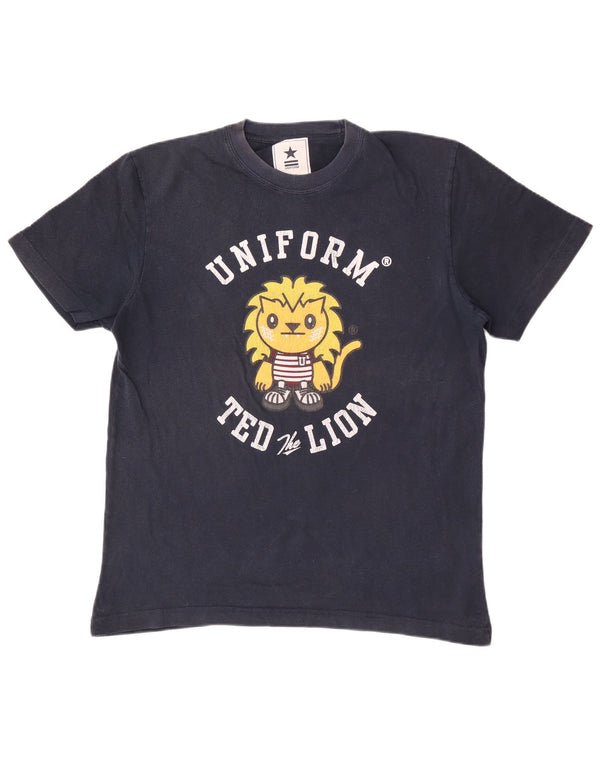 Uniform Herre grafisk T-shirt top XL marineblå bomuld