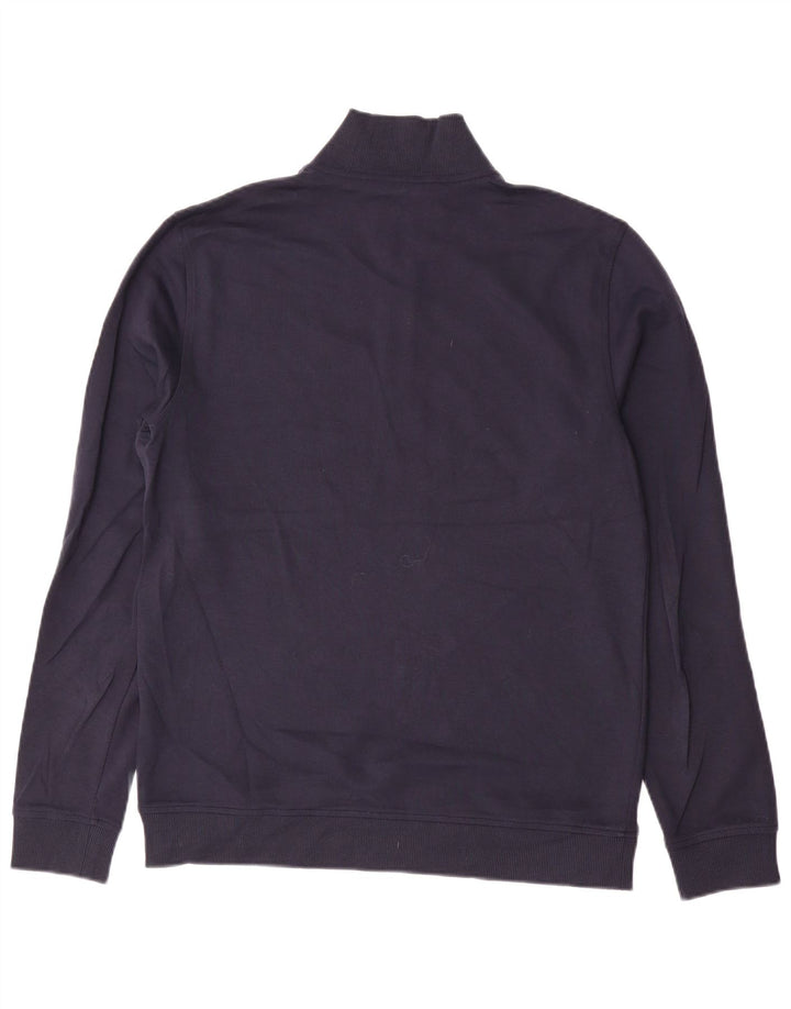 Ted Baker Herre Zip Neck Sweatshirt Jumper Størrelse 3 Medium Navy Blue Bomuld