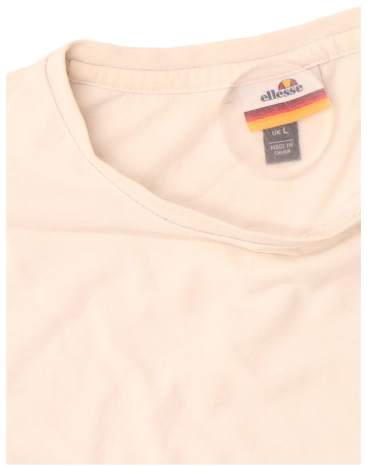 Ellesse Herre Grafisk T-Shirt Top Stor Hvid Bomuld