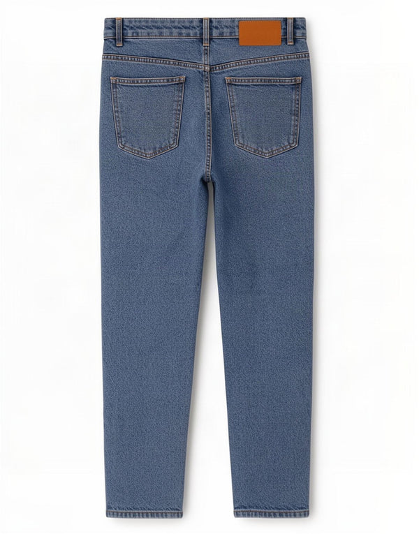 Zara Højtaljede koniske Jeans til kvinder EU 40 Medium W30 L28 Blå Bomuld