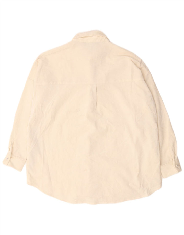 Zara Dame Oversized Corduroy Shirt UK 10 Small White Polyester