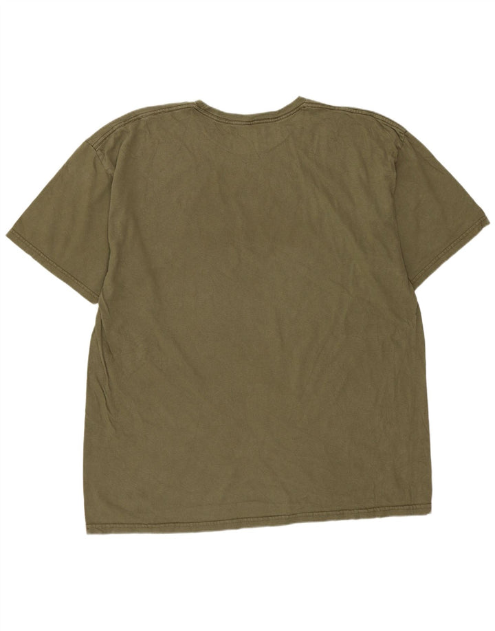 Izod Herre Grafisk T-Shirt Top Stor Khaki Bomuld