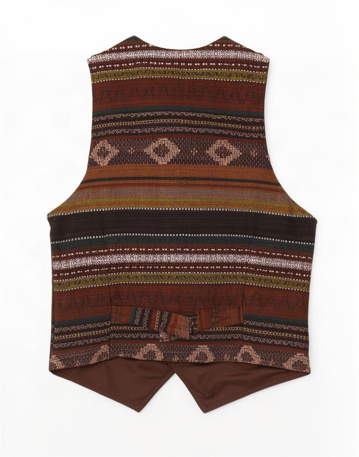 Vintage herre lædervest Medium brun geometrisk