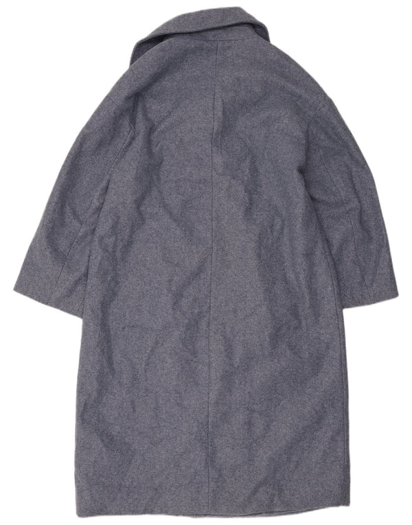 Zara Dame Dobbeltradet Frakke UK 10 Small Blue Polyester