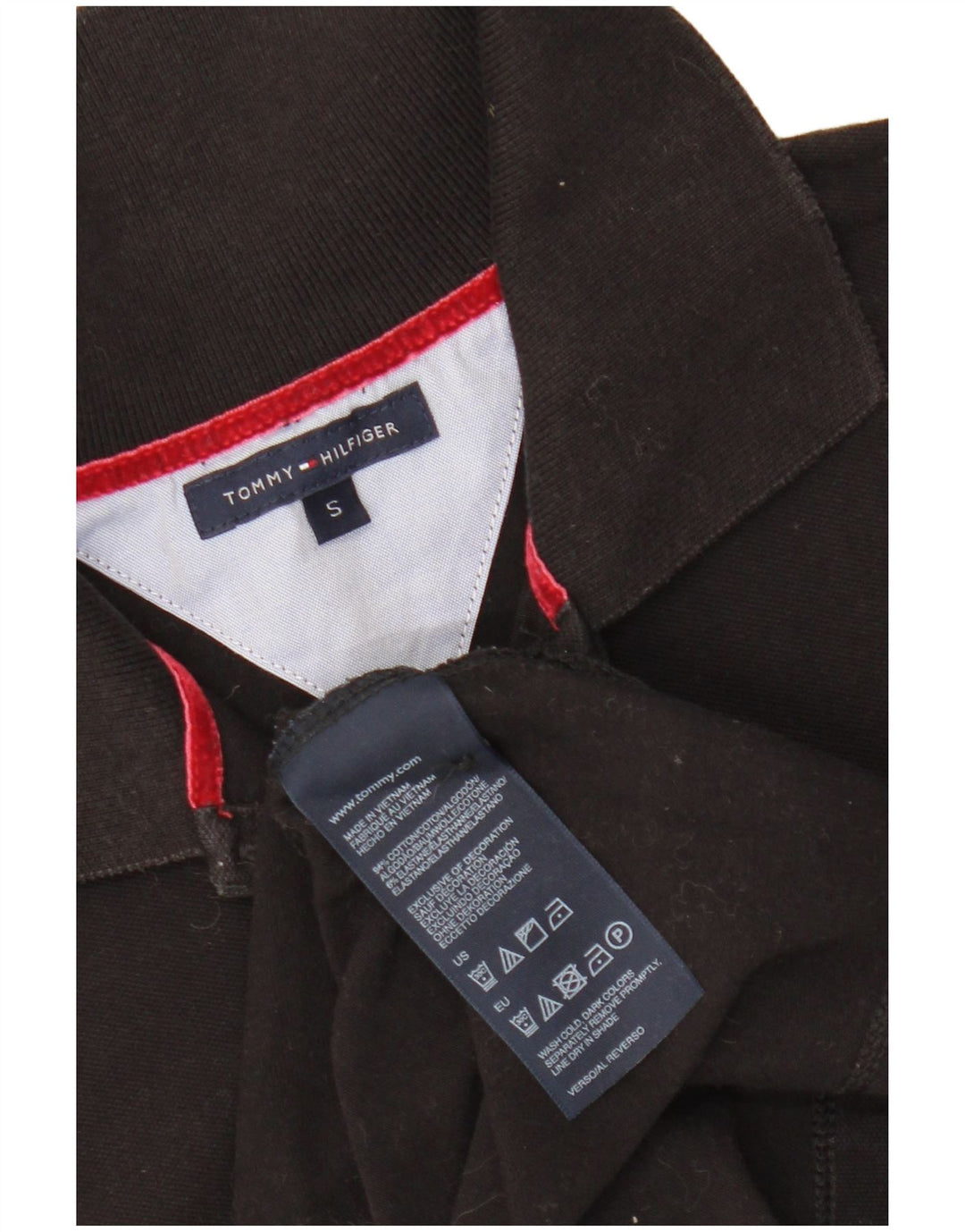 TOMMY HILFIGER Dame poloshirt UK 8 Small Black Bomuld