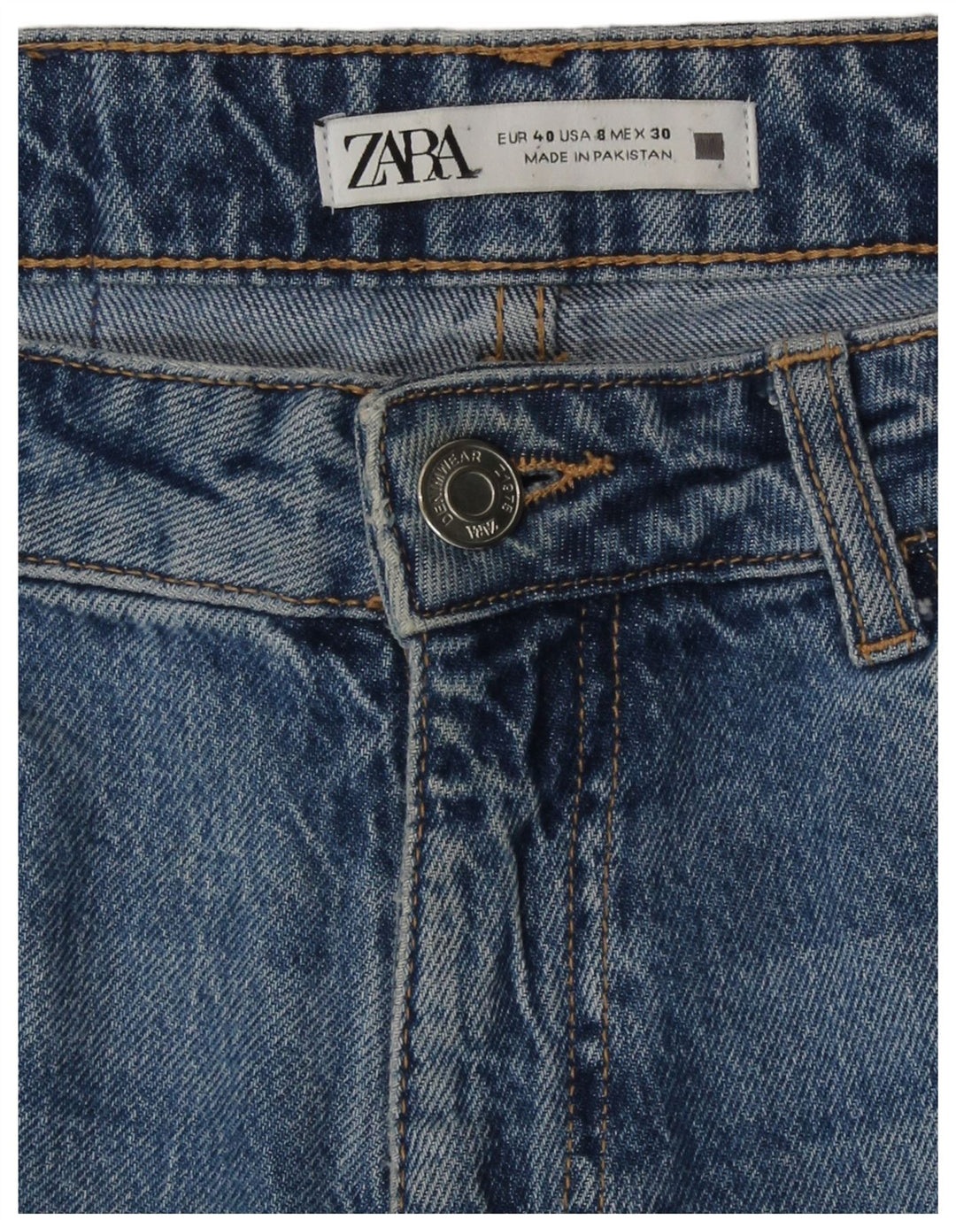 Zara Dame Jeans med høj talje EU 40 Medium W30 L28 Blå