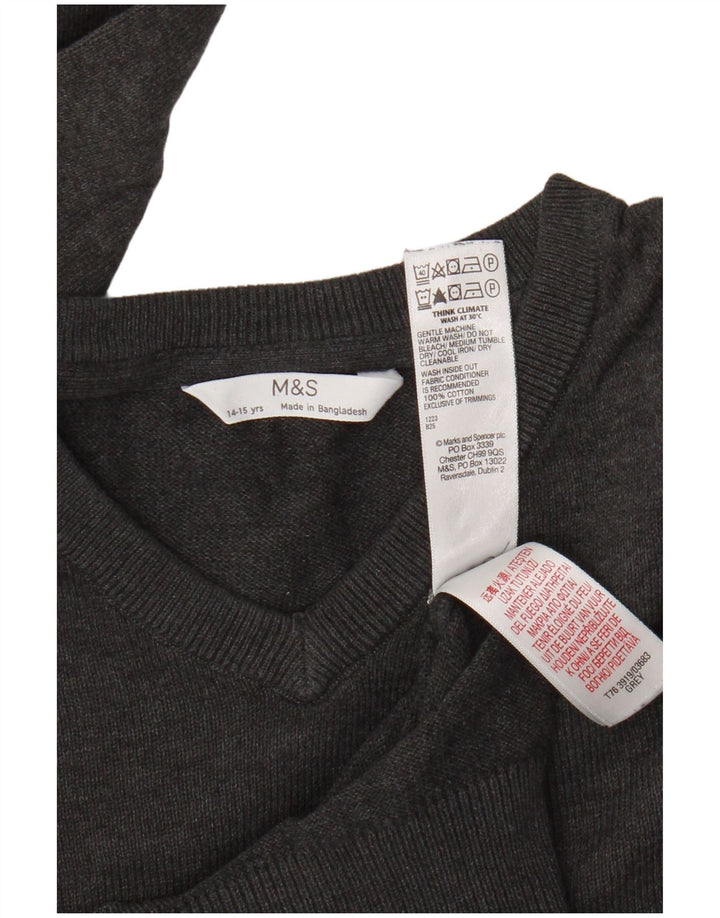 Marks & Spencer Boys V-hals sweater 14-15 år Grå bomuld