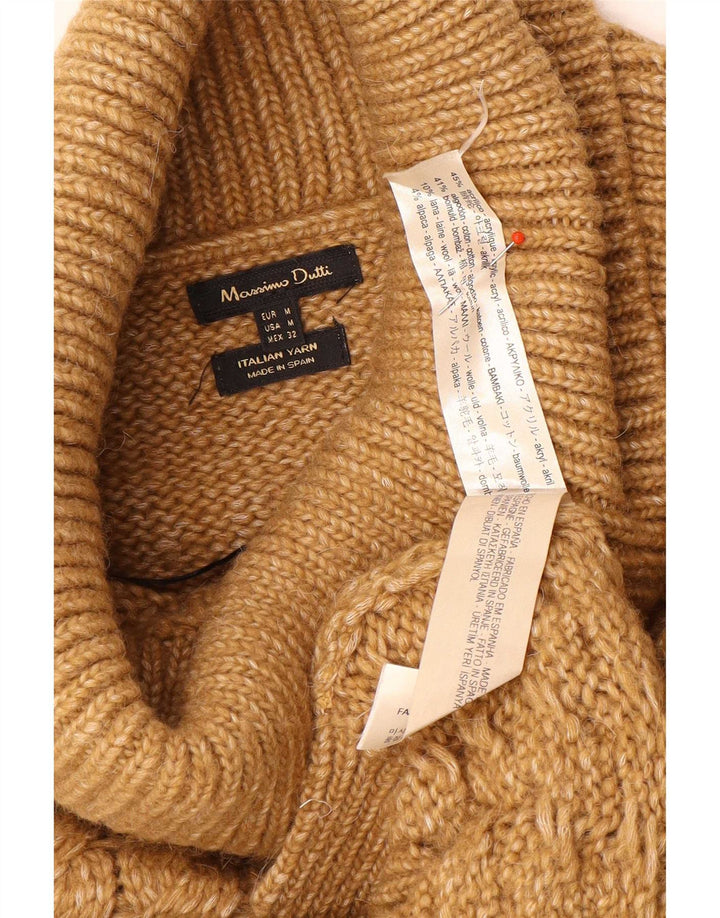 Massimo Dutti Dame Roll Neck Jumper Sweater UK 14 Medium Brun Akryl