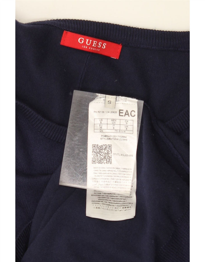 GUESS Dame Oversized Boat Neck Jumper Sweater UK 6 Small Navy Blue