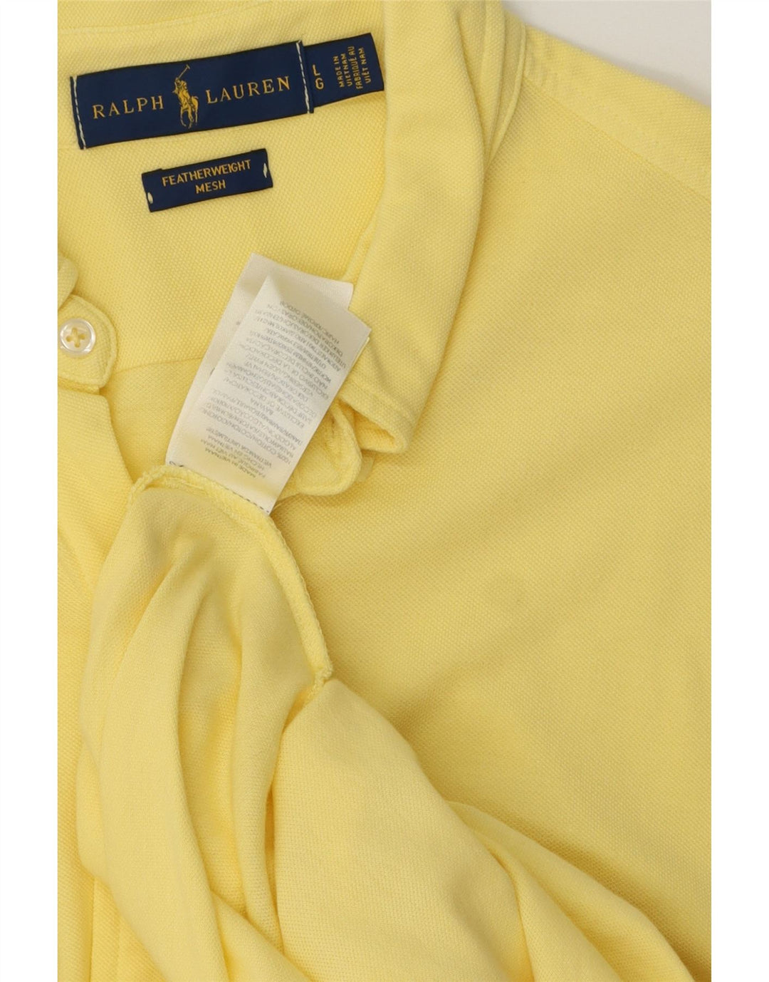 Ralph Lauren Herre fjervægts mesh skjorte stor gul bomuld