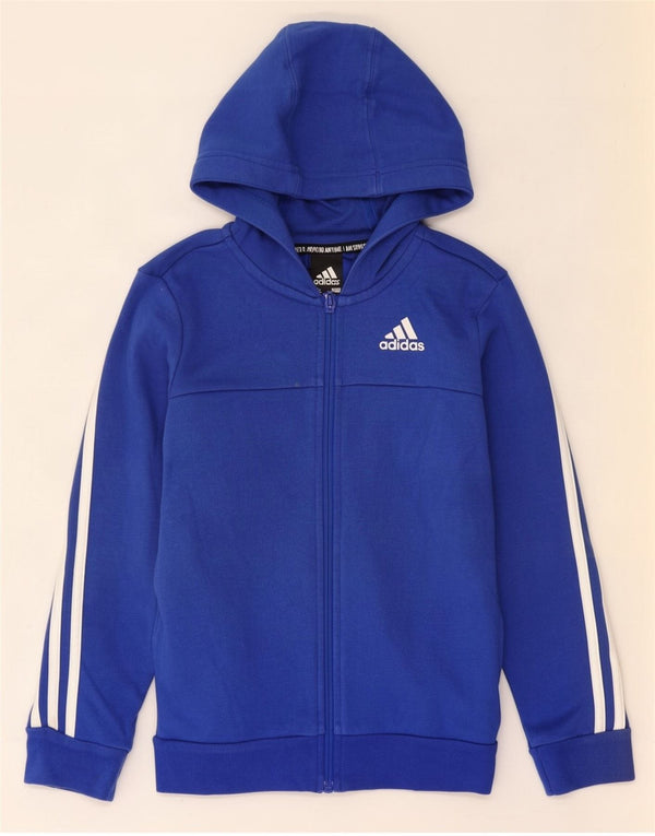 Adidas hættetrøje med lynlås til drenge 7-8 år blå bomuld