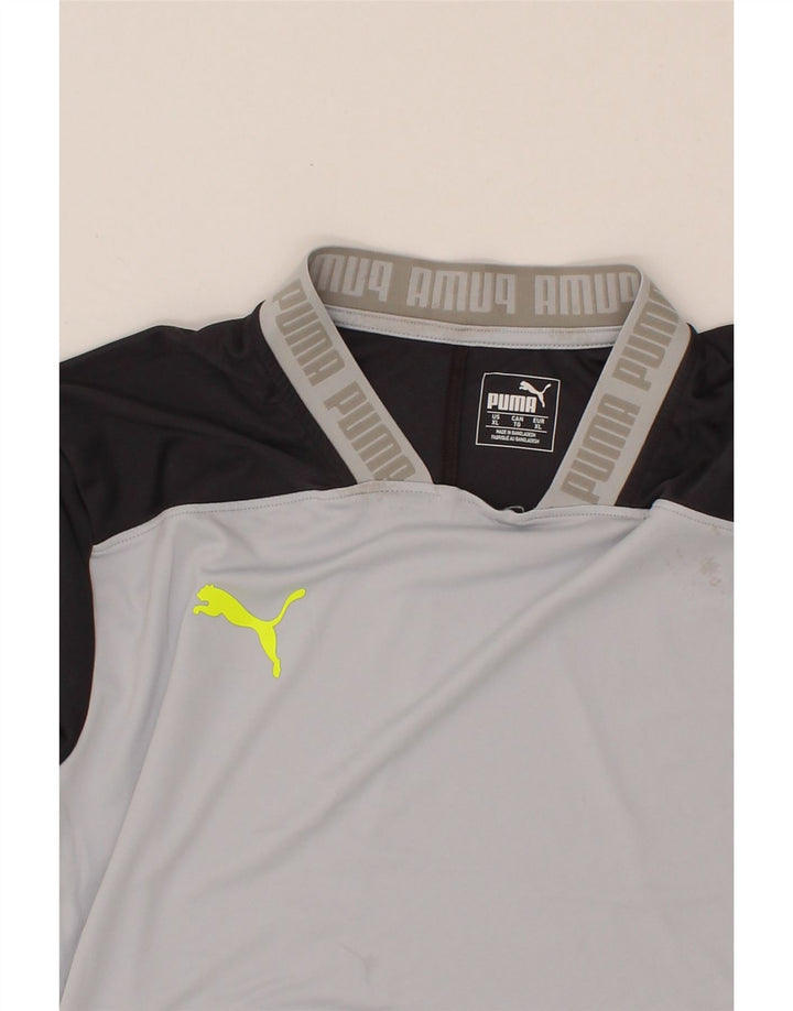 PUMA Mens Graphic T-Shirt Top XL Grey Colourblock Polyester Vintage Puma and Second-Hand Puma from Messina Hembry 