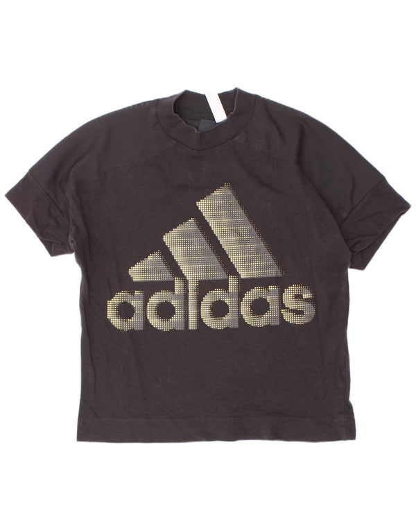 Adidas Womens Crop Graphic T-Shirt Top UK 4/6 XS Sort