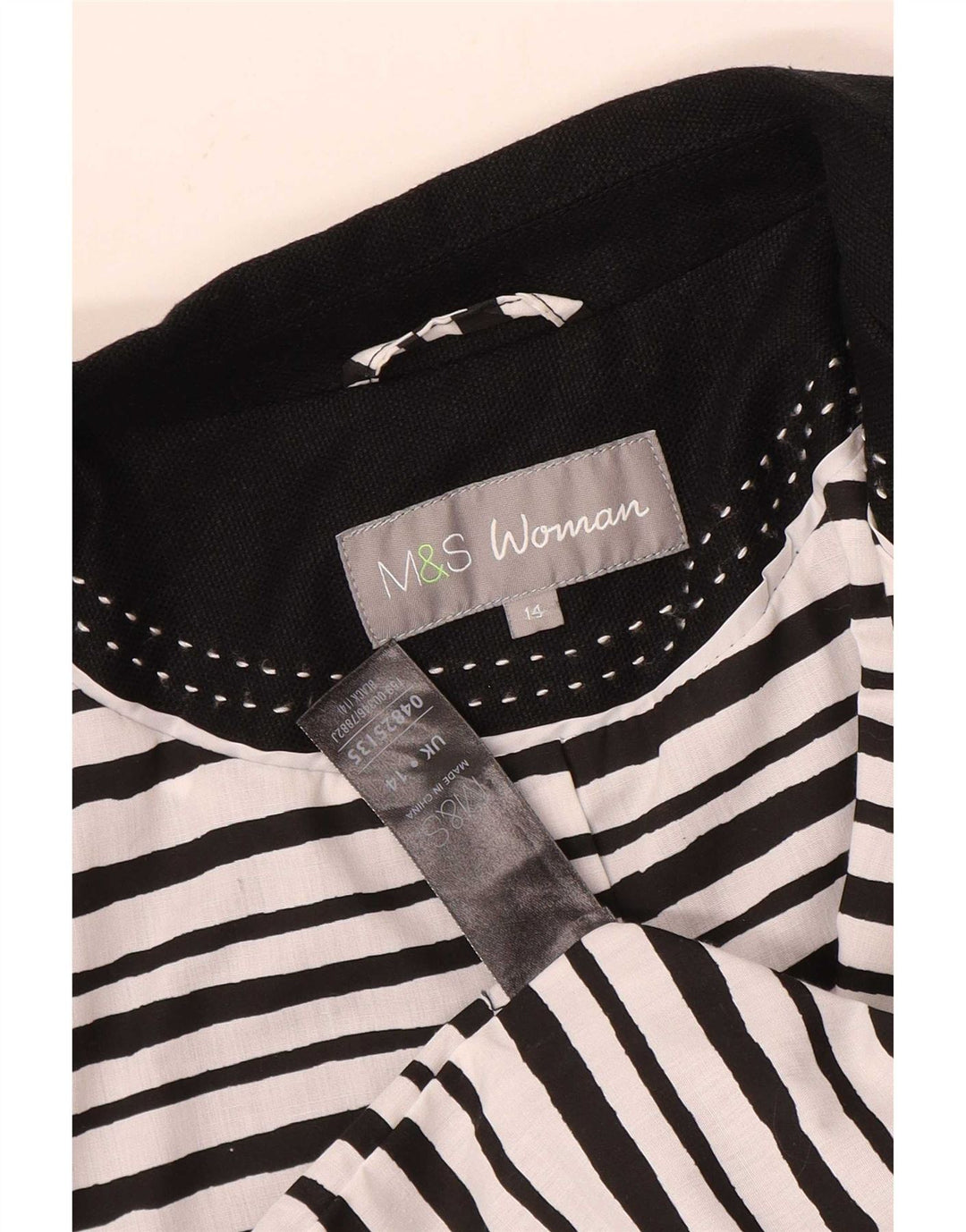 Marks & Spencer Dame 3 Button Blazer Jacket UK 14 Medium Black Linen