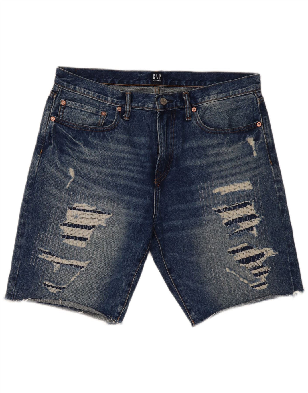 Gap Herre Distressed Denim Shorts W34 Large Blue Cotton
