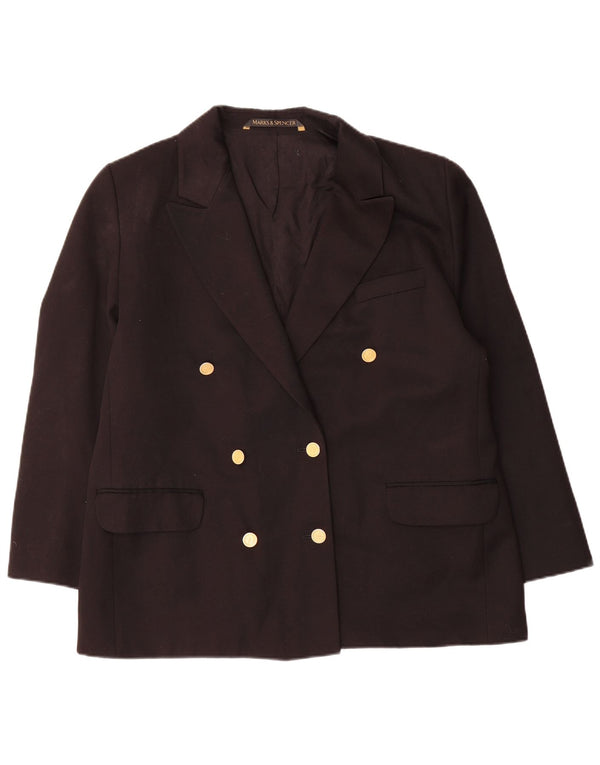 Marks & Spencer Dame Dobbeltradet Blazer Jacket UK 16 Large Black
