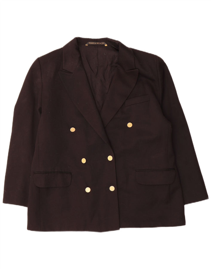 Marks & Spencer Dame Dobbeltradet Blazer Jacket UK 16 Large Black