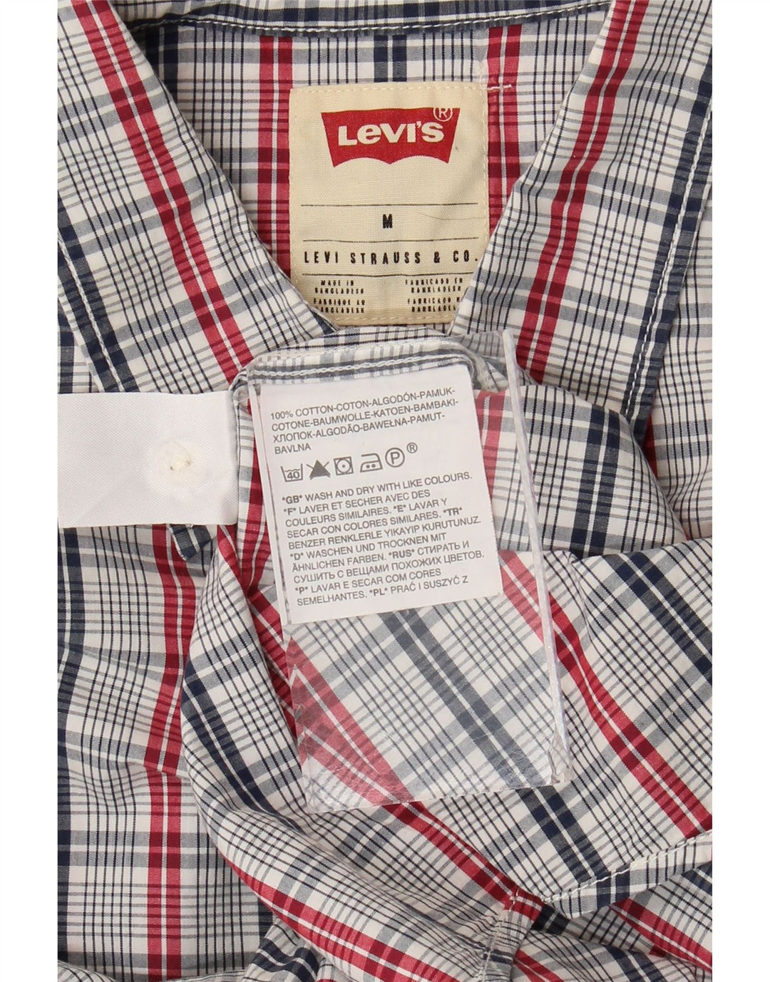 Levi's Kortærmet Herre-skjorte med standardpasform Medium blå ternet bomuld