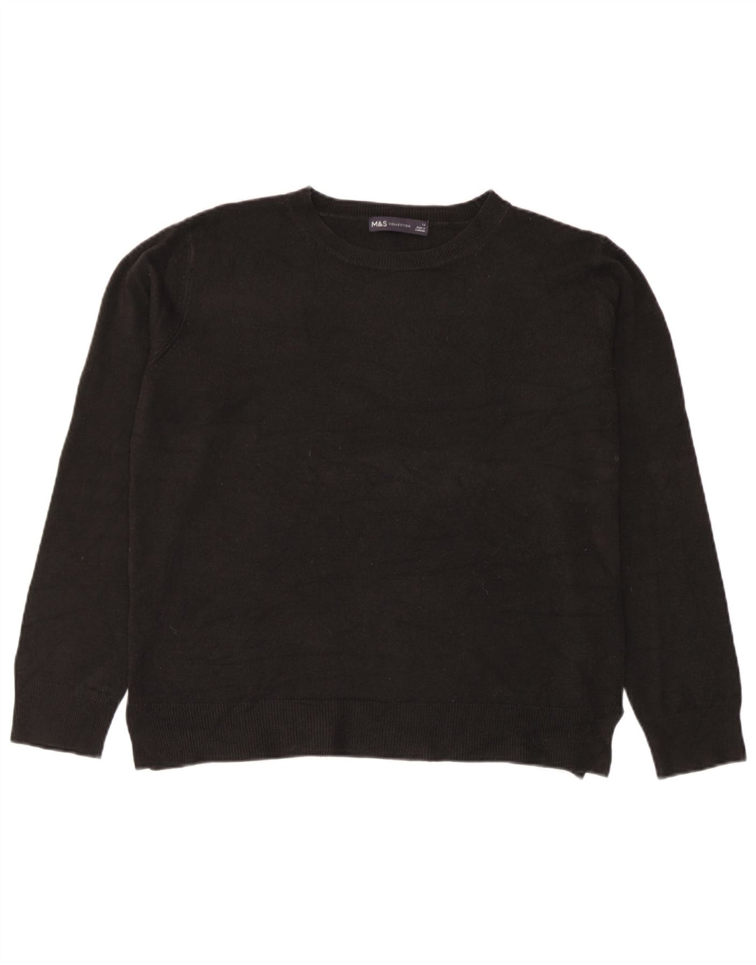 Marks & Spencer Dame sweater med rund hals DK 14 Medium Sort Akryl