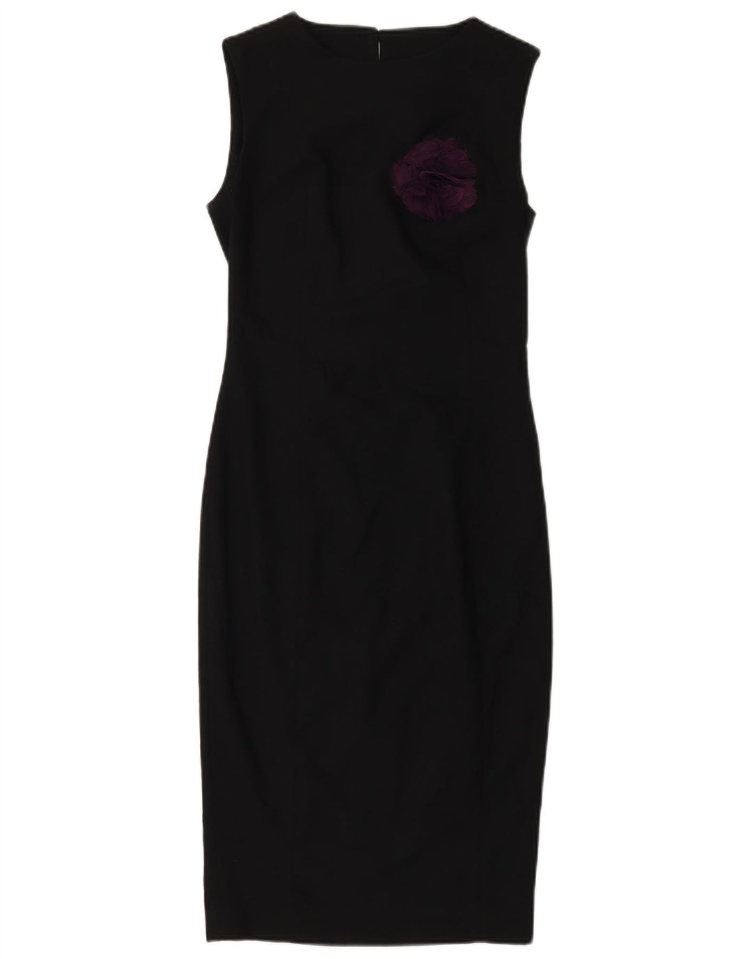 ZARA Dame Ærmeløs Skede Kjole UK 4 XS sort blomstret polyester