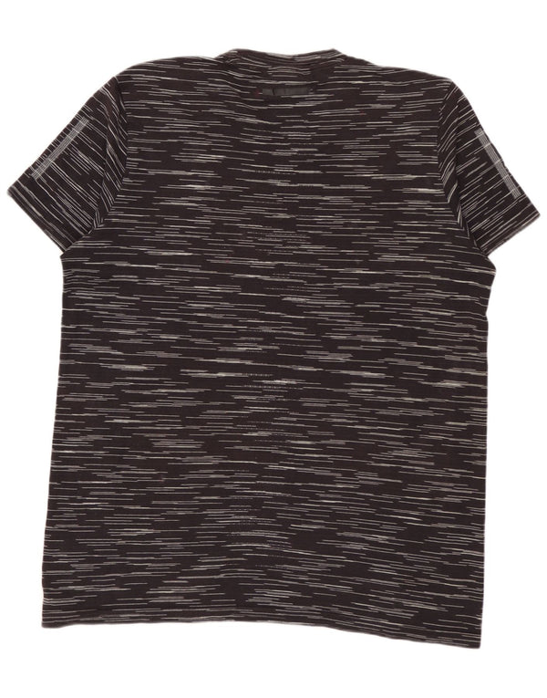 ADIDAS Herre T-Shirt Top Medium Sort Nålestribet Bomuld