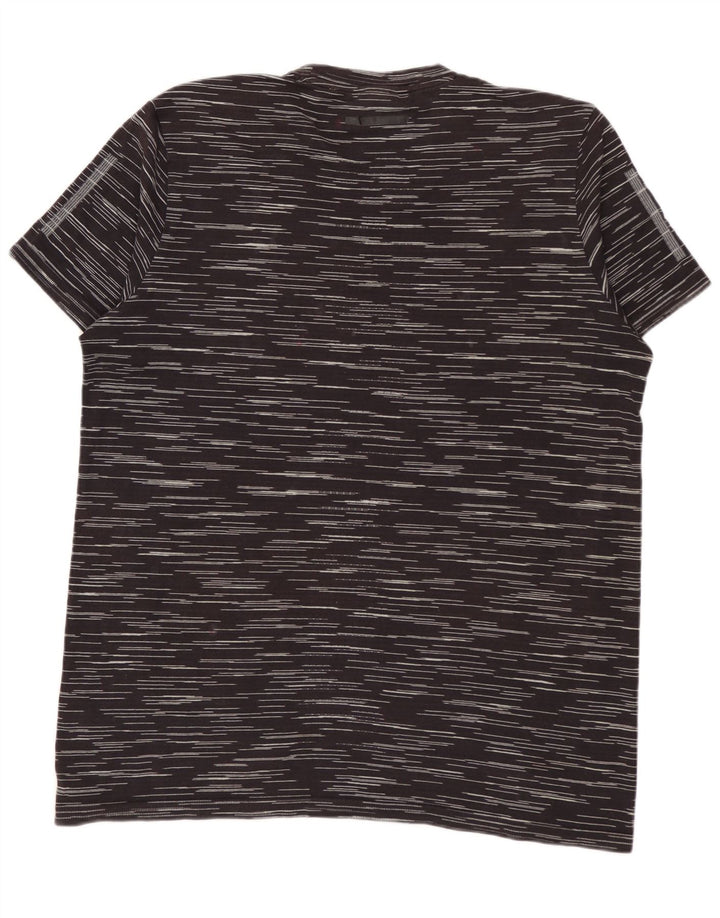 ADIDAS Herre T-Shirt Top Medium Sort Nålestribet Bomuld