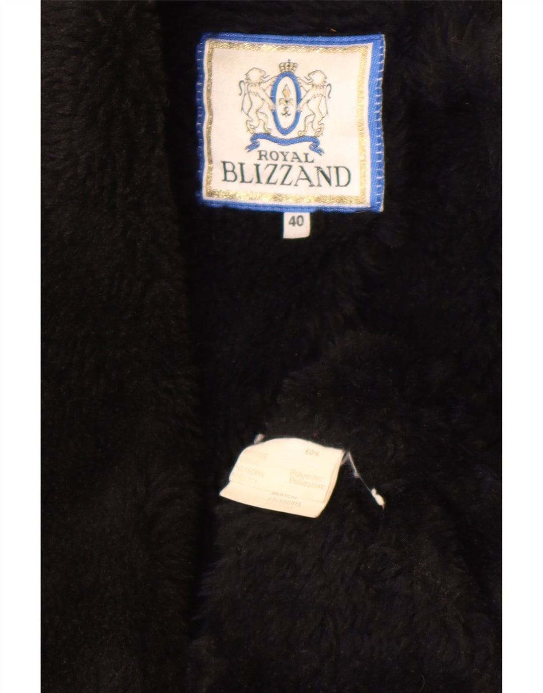 Vintage Sherpa-overfrakke til kvinder EU 40 Medium Sort Akryl